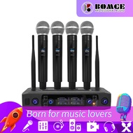 BOMGE V440 Wireless Microphone, Professional 4 Channels Karaoke Handheld System for Home Karaoke, Meeting, Party, Church, DJ, Wedding, Home KTV Set