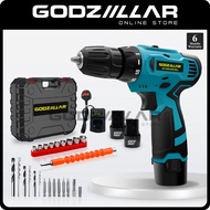 Godziillar 12V Li-ion Cordless Drill FREE 24pcs Accessories 3-Speed With Battery Drill Bateri Cordless Hand Drill Set