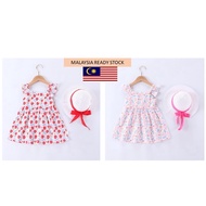 READYSTOCK KIDS BABY GIRL DRESS WITH HAT SLEVELESS BABY GIRL DRESS+HAT KIDS CLOTHING