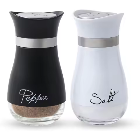 2 Pack Salt and Pepper Shakers, Kitchen Accessories Spice Jars, 4 Ounces Farmhouse Spice Dispenser, 