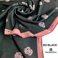 Rose Scarf, Tudung Satin, Tudung Bawal, Tudung Bunga, Tudung Hitam, Black Scarf, Tudung Rose