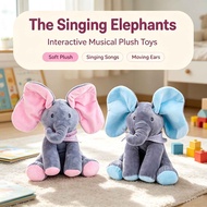 Music Elephant Toy Mainan Gajah Muzik Gajah Menyanyi dengan Telinga Menggerakkan Mainan Elektrik Plu