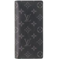 Like New Louis Vuitton Portefeuille Brazza Monogram Eclipse M61697 IC Black Long Wallet LV 0963 [Use