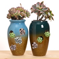 Succulent Flower Pot Ceramic Succulent Plant Stoneware Vintage Purple Sand Large and Small Caliber Simple Price Househol