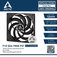 ARCTIC P14 Slim PWM PST Pressure optimized Case Fan & PWM Controlled Speed with PST - Black (140mm) 