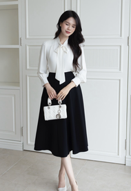 Chân váy dáng dài cạp chun sau dáng xoè ly chất liệu tuyết mưa hàng thiết kế by TIIN STORE CHD041