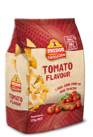 Mission Tortilla Chips Tomato Flavoured 170g ขนมข้าวโพดทอดกรอบรสมะเขือเทศ ขนาด 170 กรัม (0304)