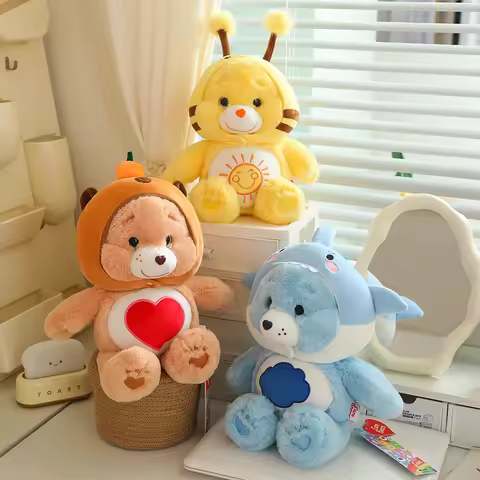 Care Bears Cartoon Plush Toys Bear Turn Into Rabbit Shark Capybara Soft Stuffed Toys Cars Home Decor