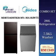 【Combo】 Midea 2 Door Inverter Fridge 280L MDRT346MTB28-MY + Midea Auto Washer 7.5KG MA102W75