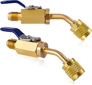 Otoolling 2 Pcs A2L Refrigerant Adapter 1/4" Female Flare x 1/4" Male Flare Ball Valve Hose Adapter 
