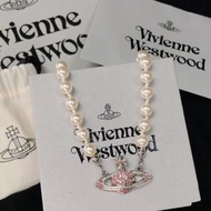 『新店9折順豐包郵』Vivienne Westwood Mini Bas Pink Relief Pearl Choker 西太後粉紅星珍珠頸鏈