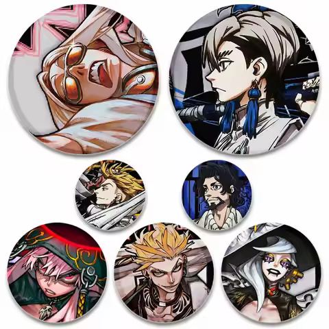 Anime Comic Gachiakuta Round Brooches Custom Rudo Surebrec Enjin Cartoon Badge Trendy Backpack Cloth