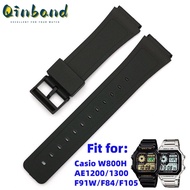 Black Silver Watch Buckle Anti-sweat Sport Waterproof Black PU Universal Rubber Strap For Casio W800H F91W F84 F105 AE1200/1300 12mm 14mm 16mm 18mm 20mm Men Replacement Bracelet