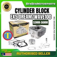 EX5 DREAM / WAVE100 RACING CYLINDER BLOCK ASSY WITH PISTON RING PIN BLOCK GASKET SET 53MM 54MM 55MM 