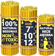 Natural Beeswax Candles Pure deep Yellow bee Wax with Great Honey Scent and Cotton Wicks, Eco-Friend