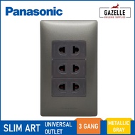 Panasonic Slim Art Universal Outlet - 3 Gang (Snow White / Metallic Gray / Metallic Black)