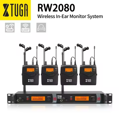 XTUGA RW2080 Whole Metal In-ear Monitor Wireless System Multi Transmitter Wireless InEar Monitor Pro