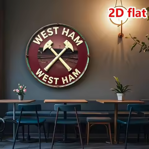Vintage Tin Plate Paintings， Wall Art Retro Style - "West Ham United Football Club" Logo Axe Design