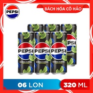 LỐC 6 LON NƯỚC NGỌT KHÔNG CALO VỊ CHANH LEMON ZERO CALORIES PEPSI 320ML