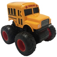 ArtCreativity Yellow School Bus Toy with Black Monster Truck Tires, Push n Go Toy Car for Kids, Dura