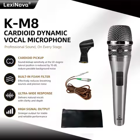 Professional Dynamic Vocal Microphone K-M8 With Switch Mic For Performance Karaoke Singing Clear Sou