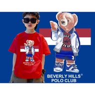 🎁 เสื้อยืดเด็กคอกลม Beverly Hills Polo Club แขนสั้น คอกลม เสื้อยืดเด็กพิมพ์ลายหมี ผ้าคอตตอน  [S-5XL] 👕