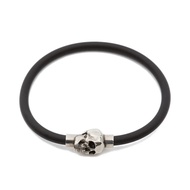 Alexander McQueen Rubber Cord Skull Bracelet Black Shw 100% Original