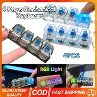 (In stock) 4PCS Keychain 4 Keys Mechanical Keyboard With RGB Light Stress Relief Clicker Fidget Keyb
