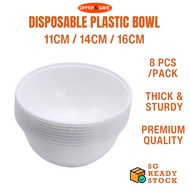 ONS Premium 8 Pcs Plastic Bowl 11cm/14cm/16cm Disposable Plastic Bowl