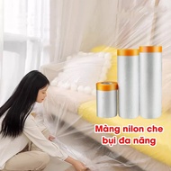 Màng bọc nilon che bụi nội thất đa năng che phủ ngăn bụi bảo vệ nội thất che sơn 1 đầu dán dính-HAUS
