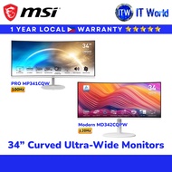 MSI 34” Curved Ultra-Wide Monitors UWQHD (3440x1440)– Modern MD342CQPW / PRO MP341CQW | itw