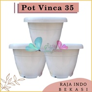 Pot Gentong VINCA 35 Putih Pot Tanaman Plastik Bunga Jumbo Besar Murah