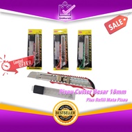 Pisau Cutter Besar 18mm Plus Refill Mata Pisau Tajam dan Awet - DEMURAH