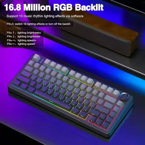 AULA F75 Game Mechanical Keyboard RGB Light 2.4G /BT5.0/Wired Tri-Mode Gasket Structure 75% Customiz