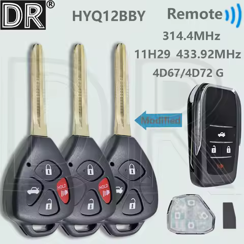 DR HYQ12BBY USA 11h29 Europe 314.4/433.93MHz 4D67/72 G Car Remote Key For Toyota Corolla Yaris Venza