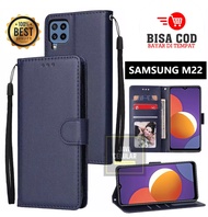 Samsung Galaxy M22 Flip Case Kulit - Casing Dompet Case Wallet Leather Flip Case Samsung Galaxy M22 Casing hp leather dompet kulit Flip Cover Wallet