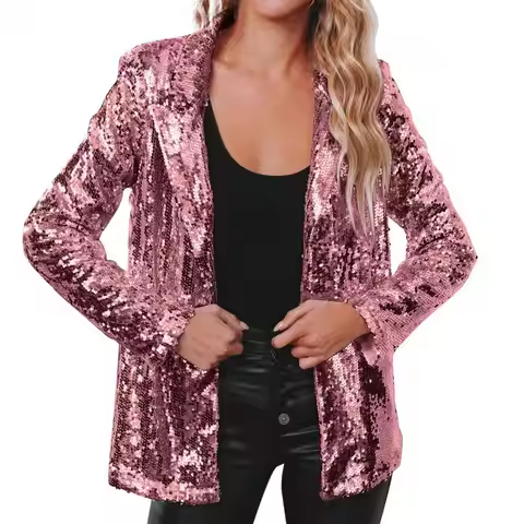 Dressy Sequin Coat Women's Sequin Jacket Shiny Open Front Blazer Jacket Party Sparkly Long Sleeve Ca