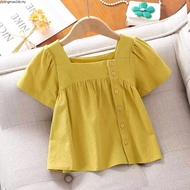 Girls Short-Sleeved Baby Shirt Summer Clothes 202 5 New Style Influencer Girl Shirt Summer Children'