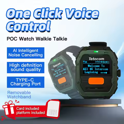 1PC Tetocom U1 Smart Watch Walkie Talkie Set AI Intellint Noise Cancelling 4G Sim Card POC Watch Rad