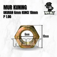 Yellow Hexagon Nut M6 6mm/ Key 10 mm P 1.0 Yellow/ Nut