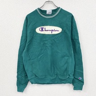 Champion Reverse Weave 運動衫/運動鞋，大號 Logo，綠色，M 碼，古著