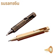 SUSAN Brass Pen, Portable Retractable Pocket Ballpoint Pen, Mini Signature Pen