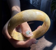 黃翡飄花翡翠手鐲 | 16.5圍 | 天然緬甸玉翡翠A貨 | 送禮