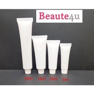 Beaute4u 5ml,10ml,18ml,30ml Facial Cleanser Cosmetics Soft Tube(Pearl White)w.white cap- Fulfilled B