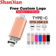SHANDIAN TYPE-C 3IN1 USB Flash Drive 128GB Free Custom Logo Pendrive 64GB Micro USB OTG Pen Drive 32GB Mini Thumbdrive 16GB Metal Flashdrive 8GB Memory Stick 4GB