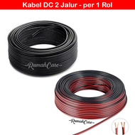 per 1 rol - Kabel DC 2 Jalur 14 Serabut 5v 12v 24v per 1 roll cable meteran merah hitam untuk led st