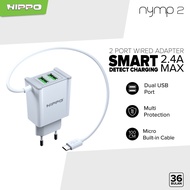 Hippo Adapter NYMP 2 2.4A SDC 2 Usb Adapter Head Charger Plug With Micro Usb Cable