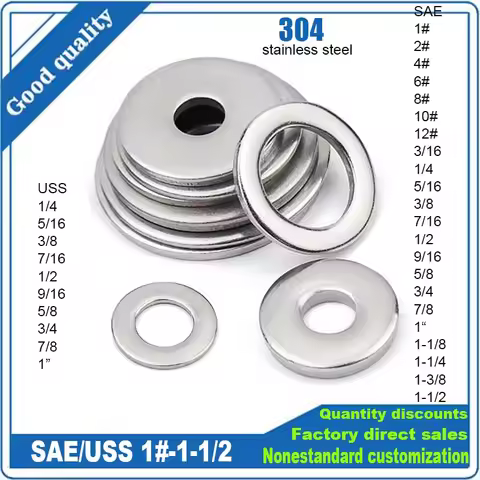 1/100pcs ANSIB18.22.1(SAE/USS) 1# 2# 4# 6# 8# 10# 12# to 3/16 1/4 5/16 7/16 to1-1/2 304 Stainless St