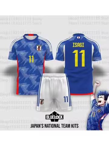 Blue Lock Football Jersey Set 3D Isagi Print Japan's National Team Kits Cosplay Kid Anime T-shirt Se