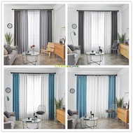 GYC2506 Gyrohome 1PC Geometric Pattern Splice Solid Color Ring Hook Rod  Room Blackout Curtain Drape Window “Customise” Home